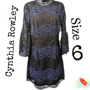🔖Cynthia Rowley black & blue lace dress, size 6 (NWT!)